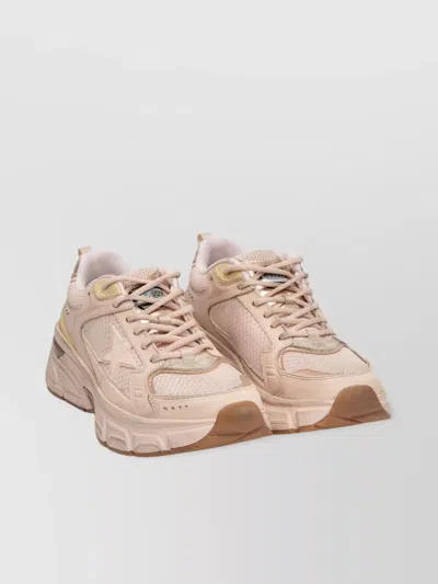 Golden Goose Mesh Panel Sneakers Reflective Accents In Pink