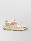Golden Goose Dad-star Sneakers In Mesh And Gold Foiled Leather With White Leather Star Shoes In Brown