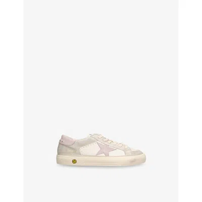 Golden Goose Metal Comb Kids' May Leather Low-top Trainers Eur 34 / 2 Uk In Pink
