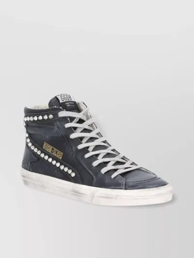 Golden Goose Metal Studs Leather Sneakers In Black