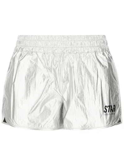 Golden Goose Metallic Shorts In White