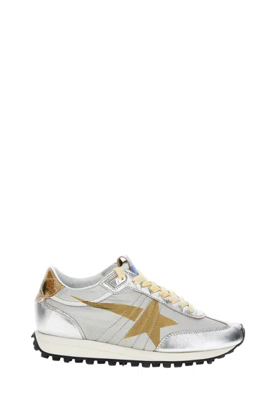 Golden Goose Running Marathon Nylon Upper Lamineted Toe And Spur Printed Star Glitter Heel Shoes In Multi