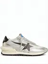 Golden Goose Metallic Silver Sneakers With Star Detailing And Lattice Midsole In Gray