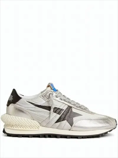 Golden Goose Metallic Silver Sneakers With Star Detailing And Lattice Midsole In Gray