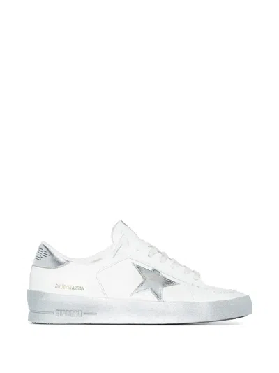 Golden Goose Stardan Sneakers With Silver Metallic Leather Star And Heel Tab In Gray