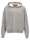Golden Goose Heathered Crop Zip-up Hoodie With Drawstring And Front Pockets In Gray