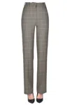 Golden Goose Micro Houndsthooth Print Wool Trousers In Brown