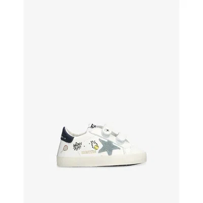 Golden Goose Mid Blue Kids' Baby School Leather Low-top Traine In White