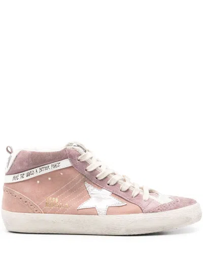 Golden Goose Suede Low Top Sneakers With Colour-block Design In Mauve/ash Rose/silver/milk
