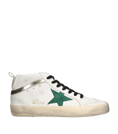 Golden Goose Mid Star Bio High-top Sneakers In Optic White/green/platinum/antique Pink