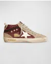 Golden Goose Deluxe Brand Women Mid Star Classic High-top Suede Sneakers With Glitter Inserts In Multi