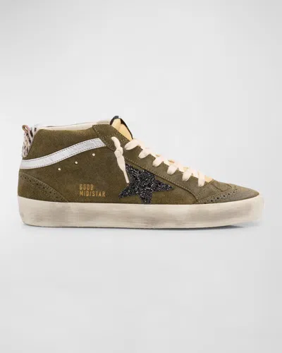 Golden Goose Superstar Hi-top Sneakers In Olive Greenyellowblackzebrasilver