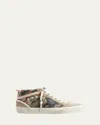 Golden Goose Mid Star Camo Wing-tip Sneakers In Green Camouflagetaupeblackbeigeantique Pink