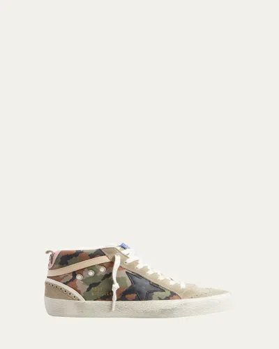 GOLDEN GOOSE MID STAR CAMO WING-TIP SNEAKERS
