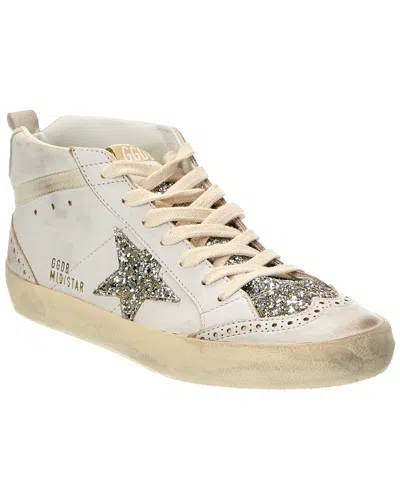 Golden Goose Mid Star Classic Glitter Leather & Suede Sneaker In Neutral