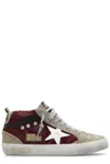 Golden Goose Deluxe Brand Women Mid Star Classic High-top Suede Sneakers With Glitter Inserts In Dark Red/taupe/white/black