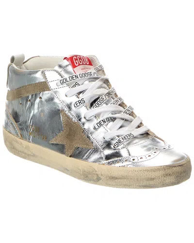 Golden Goose Mid Star Classic Leather & Suede Sneaker In Silver