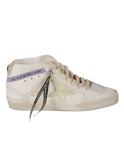 Golden Goose Mid Star Classic Sneakers In White/beige/light Yellow
