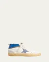 Golden Goose Mid Star Colorblock Wing-tip Sneakers In Creambluemilkypowder Blue