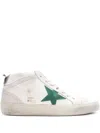 Golden Goose Mid Star Distressed Leather Sneakers In White