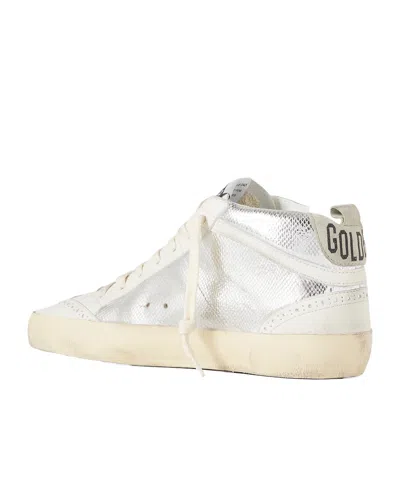 Golden Goose Mid Star Distressed Suede-trimmed Metallic Snake-effect Leather Sneakers In Black