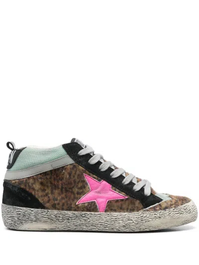 Golden Goose Mid Star Double Quarter Sneakers In Braun