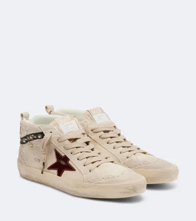 Golden Goose Mid Star Embellished Suede High-top Sneakers In White