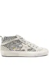Golden Goose Mid Star Glitter Wing-tip Sneakers In Silver