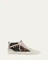 Golden Goose Mid Star Glitter Leopard Wing-tip Sneakers In Multi