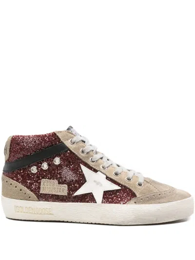 Golden Goose Mid Star Glitter Suede Sneakers In Gray