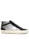 Golden Goose Mid Star Glitter Upper Suede Toe He In Silver