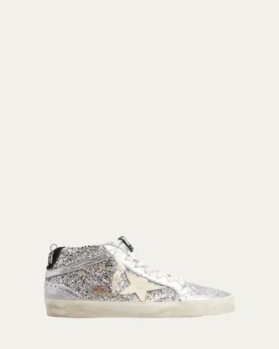 GOLDEN GOOSE MID STAR GLITTER WING-TIP SNEAKERS