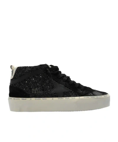 Golden Goose Mid Star High-top Glitter Sneakers In Black
