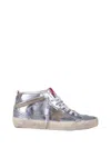 Golden Goose Mid Star Laminated Sneakers In Grey