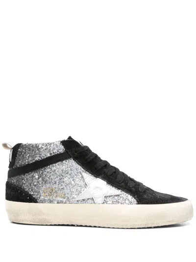 Golden Goose Mid Star 70211 Glitter-embellished Suede Trainers In Black