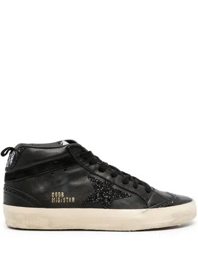 Golden Goose Womens Black Mid Star 90100 Logo-print Leather Mid-top Trainers