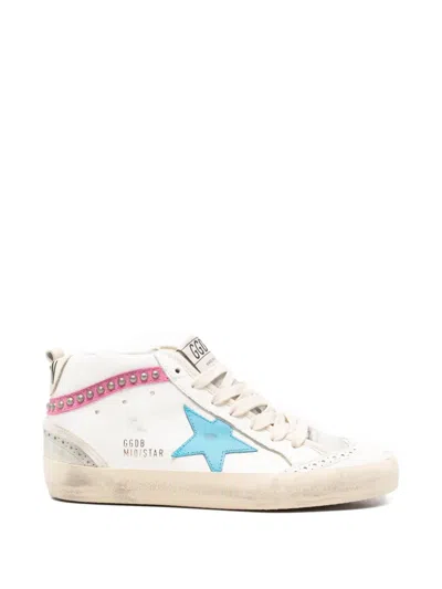 Golden Goose Mid Star Leather Sneakers In White