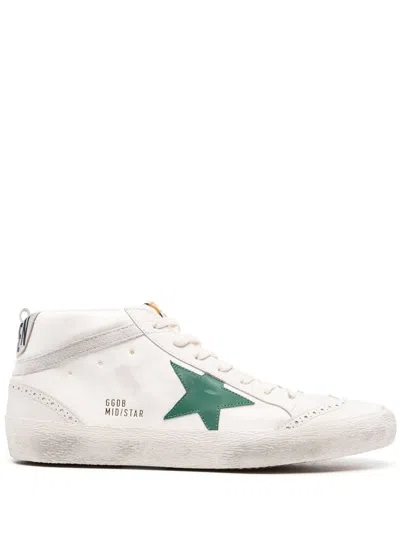 Golden Goose Mid Star Leather Sneakers In White