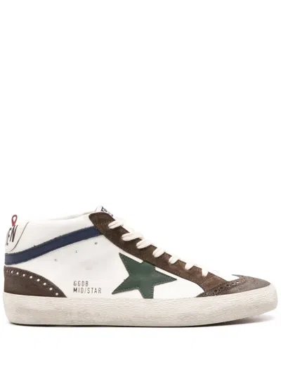 Golden Goose Mid-star Leather Sneakers In White
