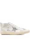 Golden Goose Mid Star Glitter-star Round-toe Sneakers In Neutral
