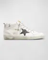 Golden Goose Mid Star Leather Wing-tip Sneakers In White