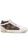 Golden Goose Mid Star Leopard-print Sneakers In Gray