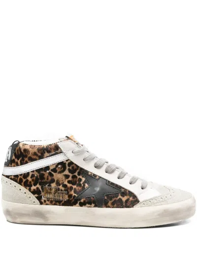 Golden Goose Mid Star Leopard-print Sneakers In Gray