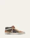 Golden Goose Mid-star Sneakers In Leopard Print Pony Hair And Suede In Beige Brown Leo/toba