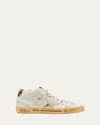 Golden Goose Mid Star Mixed Leather Wing-tip Sneakers In Cream/ice/white/platinum/beige Brown Leo