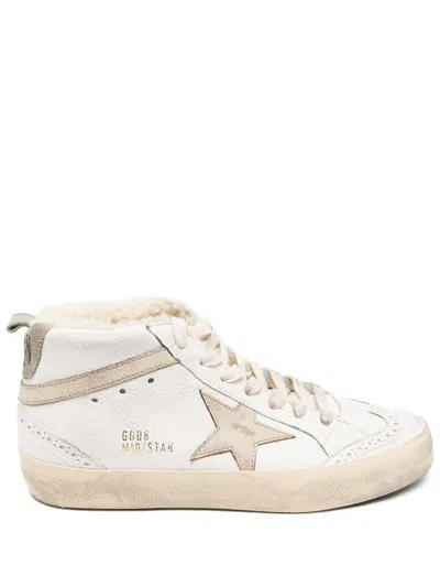 Golden Goose Mid Star Nappa Upper Shiny Sneakers In White