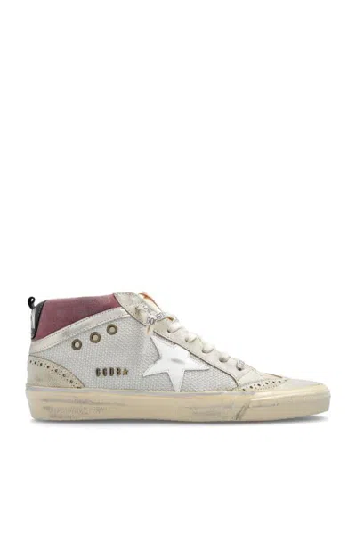 Pre-owned Golden Goose Mid Star Net-suede Upper Fashion Distressed White Womens Sneakers