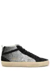 Golden Goose Black Mid Star Leather Sneakers In Black And Silver