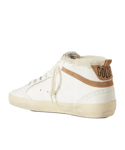 Golden Goose Mid Star Shearling-lined Distressed Leopard-print Calf Hair, Suede And Leather Sneakers In White