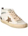 Golden Goose Mid Star In Leather And Suede With Glitter Star